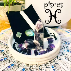 ♓ Pisces - February 19th - March 20th -  Zodiac Crystal Fusion Set With Pouch