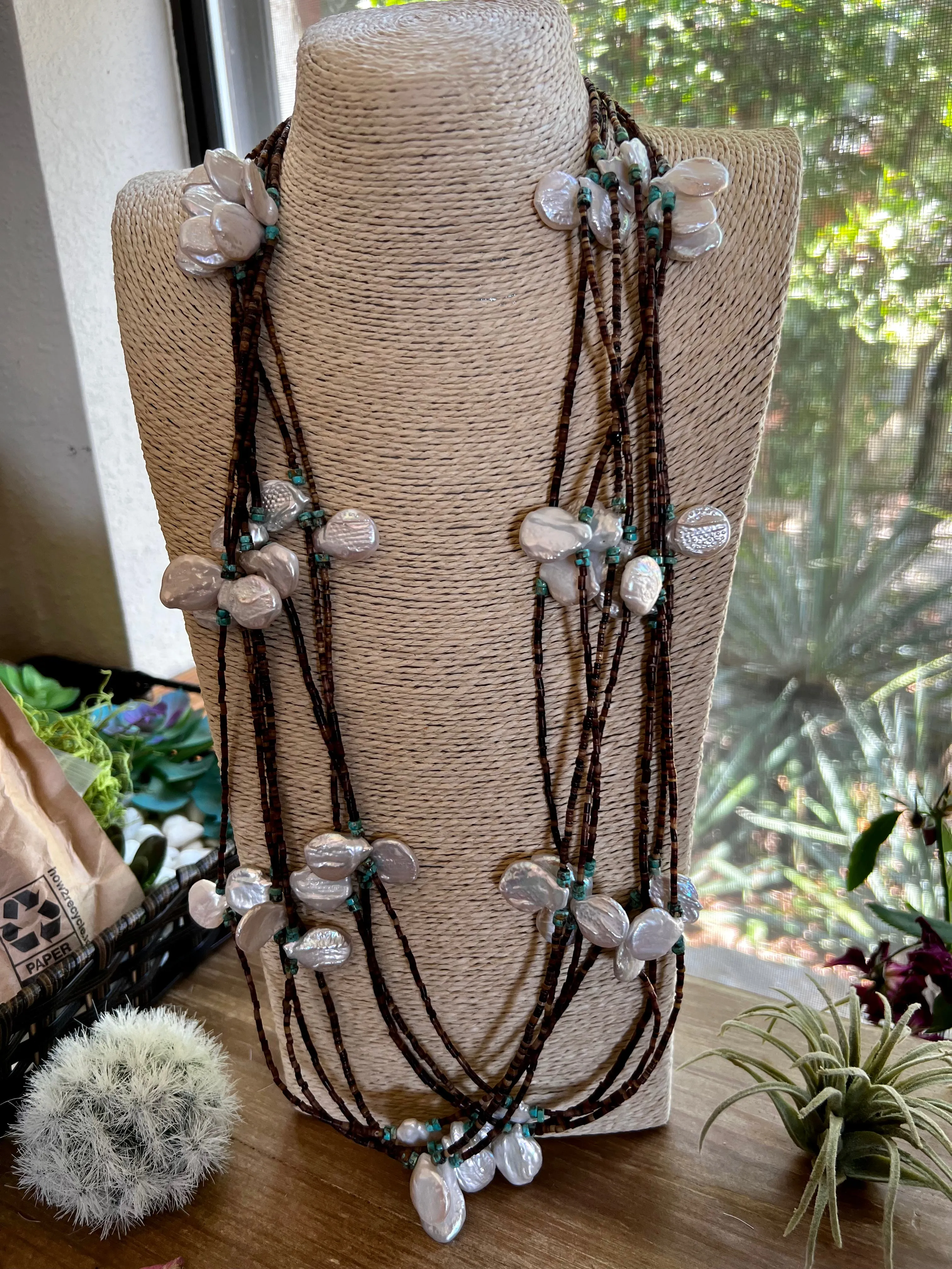 38 inch long fresh water pearl necklace - spring