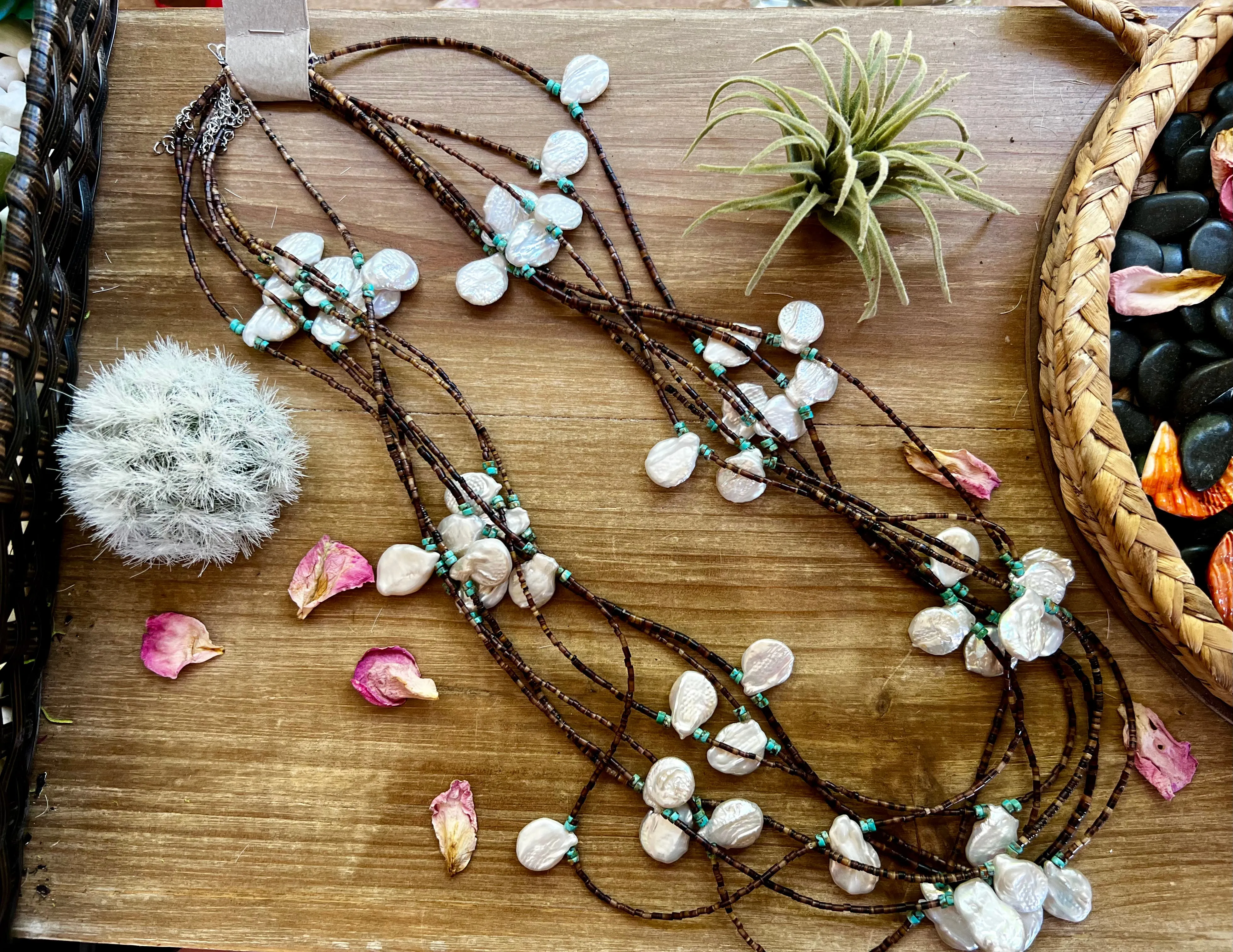 38 inch long fresh water pearl necklace - spring
