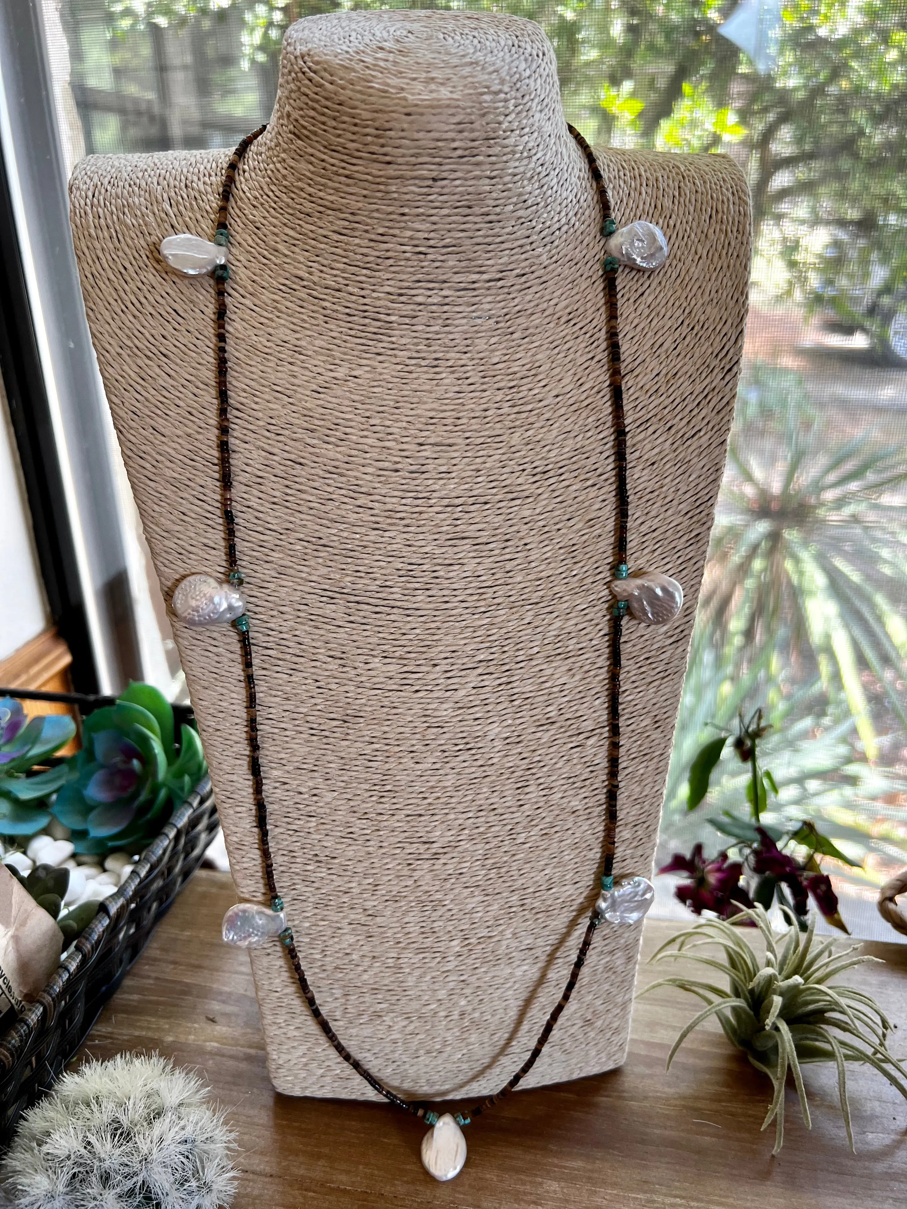 38 inch long fresh water pearl necklace - spring