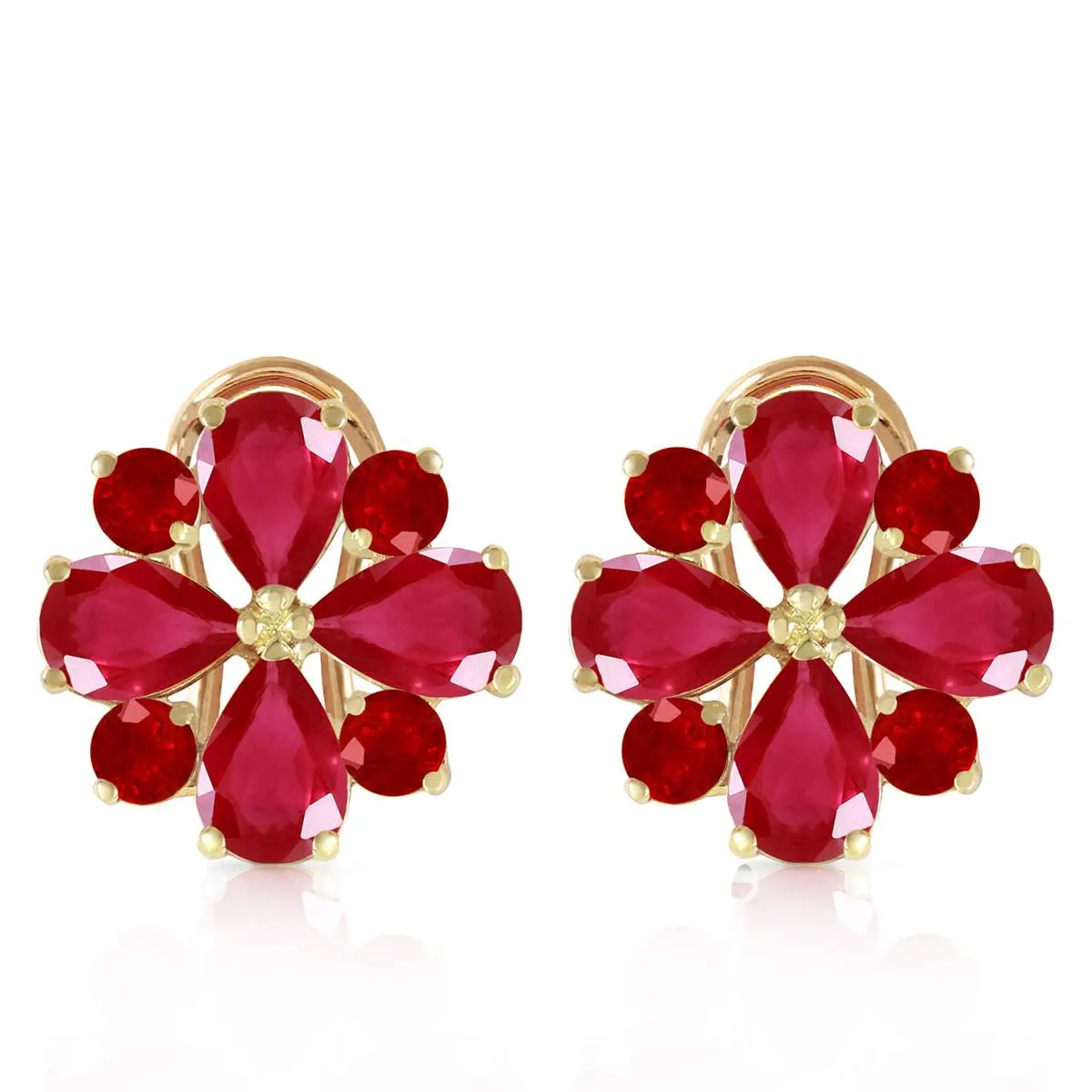 4.85 Carat 14K Solid Yellow Gold French Clips Earrings Natural Ruby