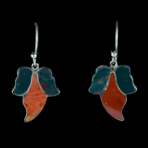 Antique Victorian Scottish Earrings Ivy Leaf Silver Circa 1880