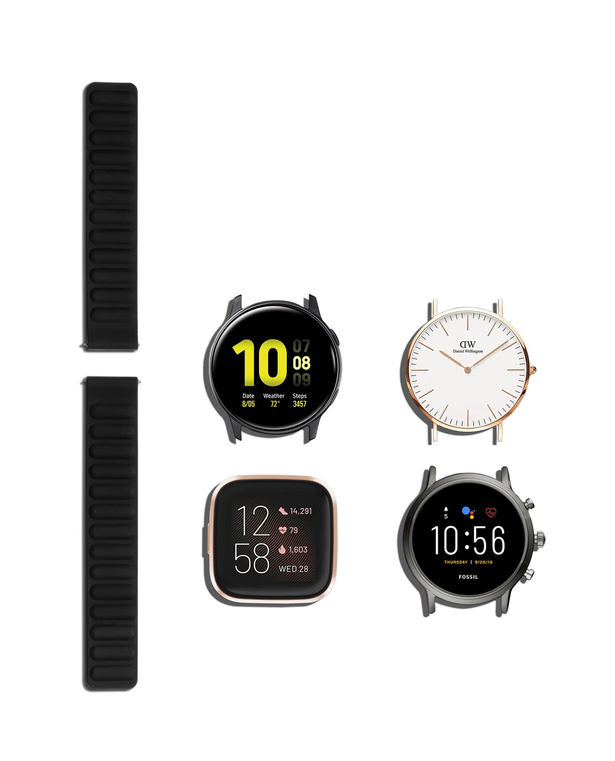 Black Silicone Magnetic Poppy Universal WatchBand (22mm)