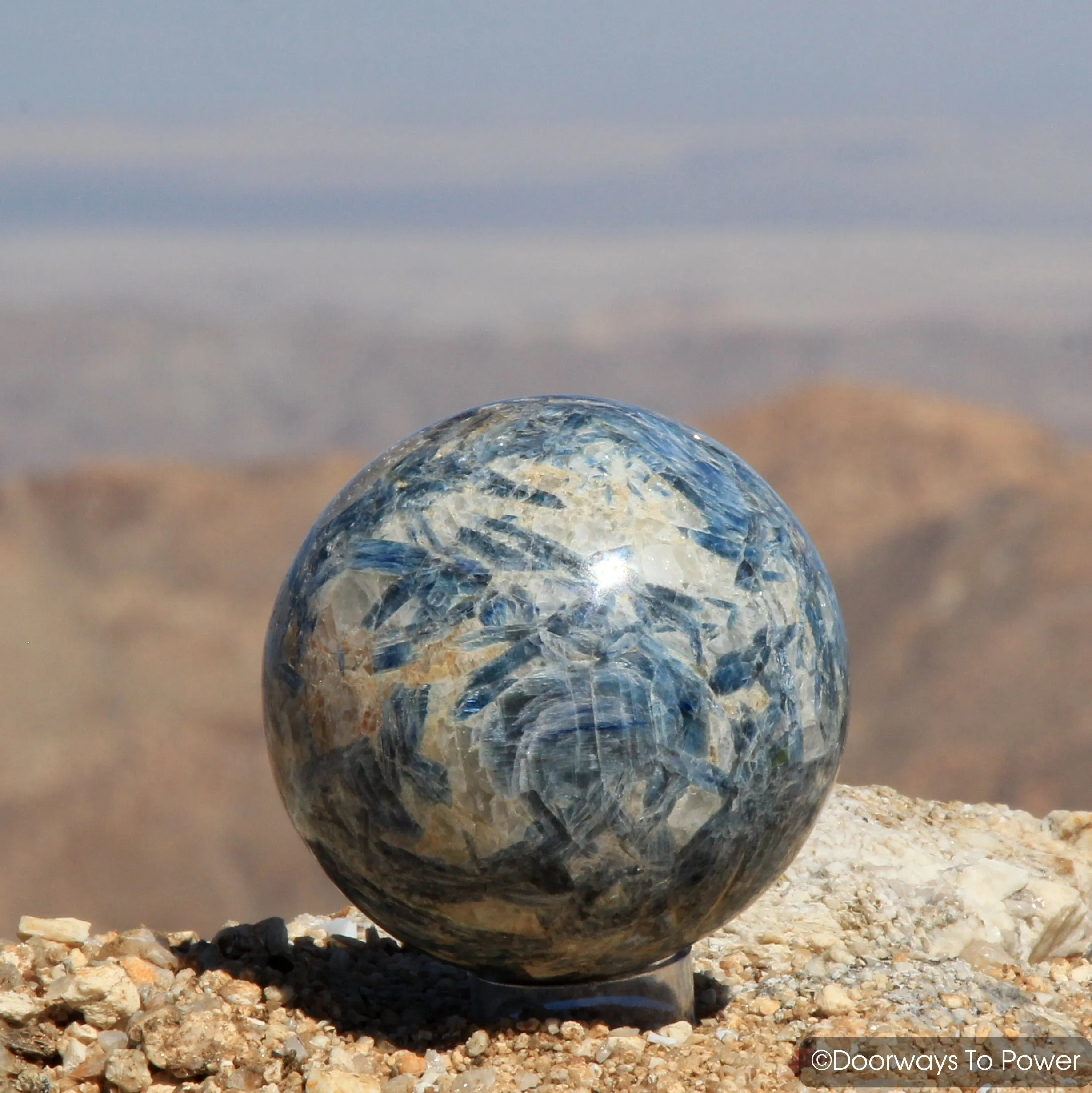 Blue Kyanite Crystal Sphere Rare Energetic cleansing   Aligns Balances all Chakras