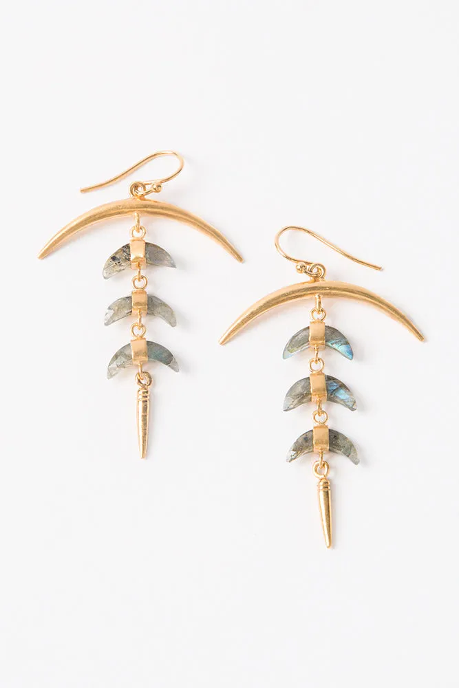 Chan Luu Labradorite Crescent Earrings in Gold (Pre-Order)