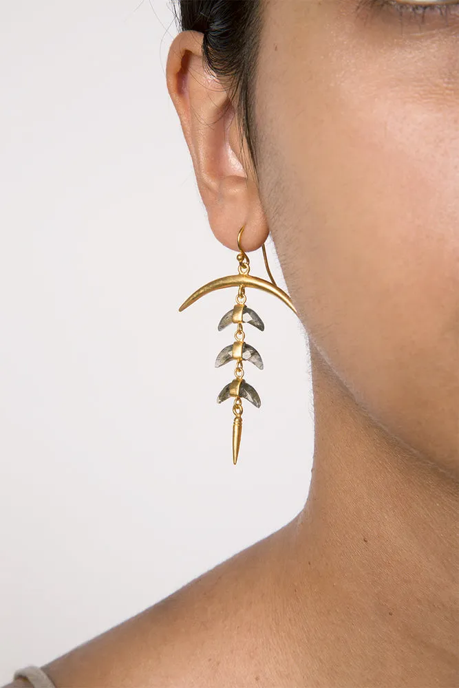 Chan Luu Labradorite Crescent Earrings in Gold (Pre-Order)