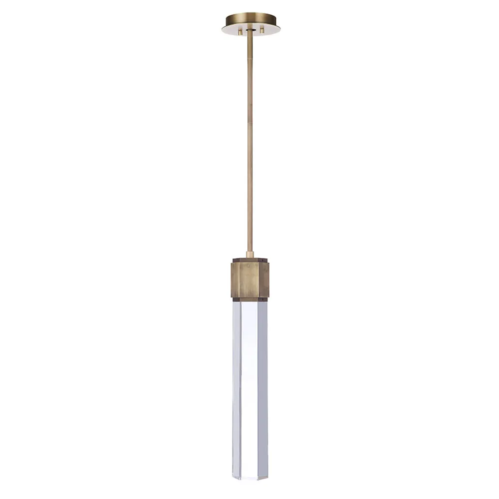 Clarity LED Crystal Pendant - Brass