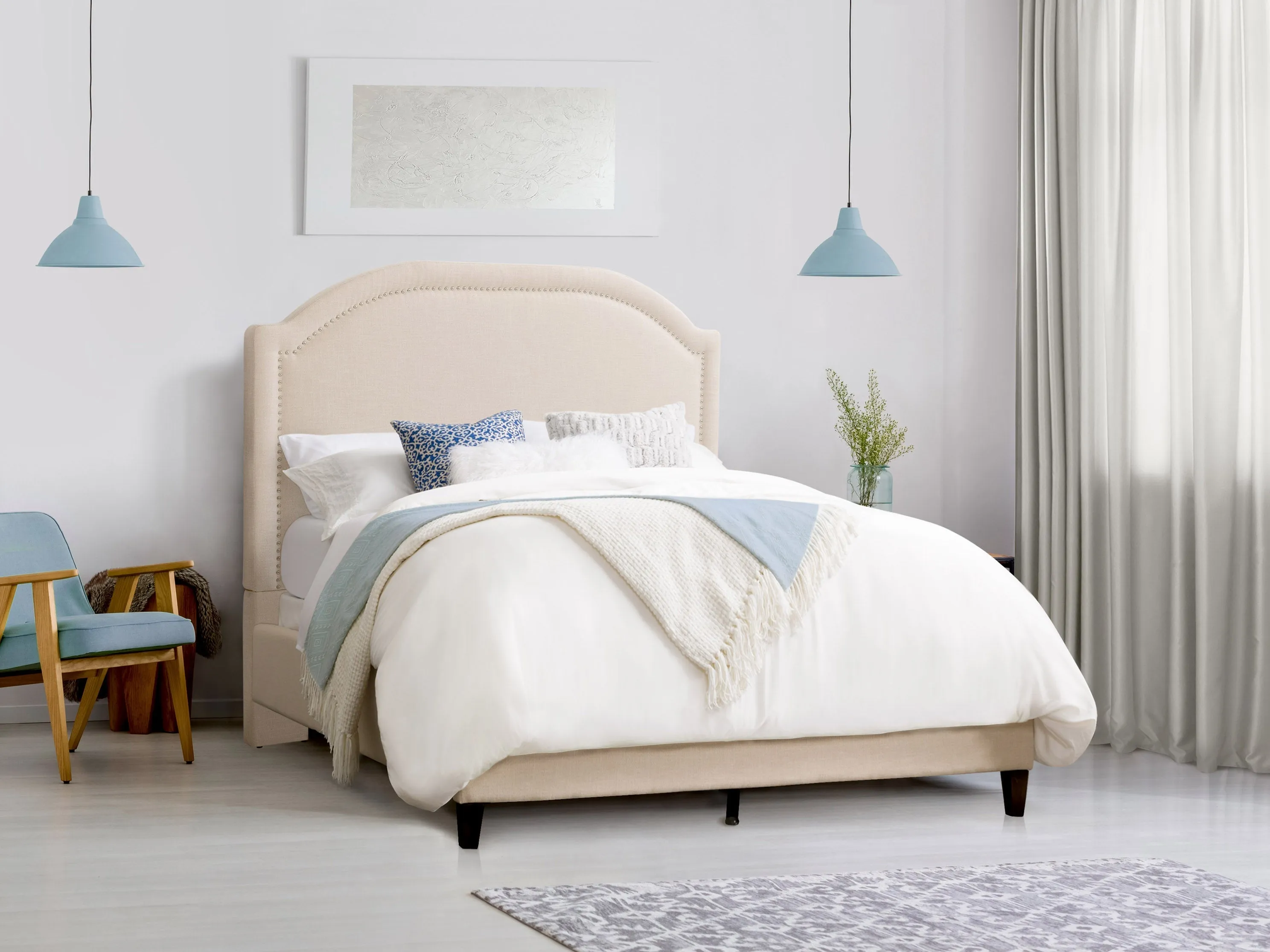 Cream Upholstered King Bed