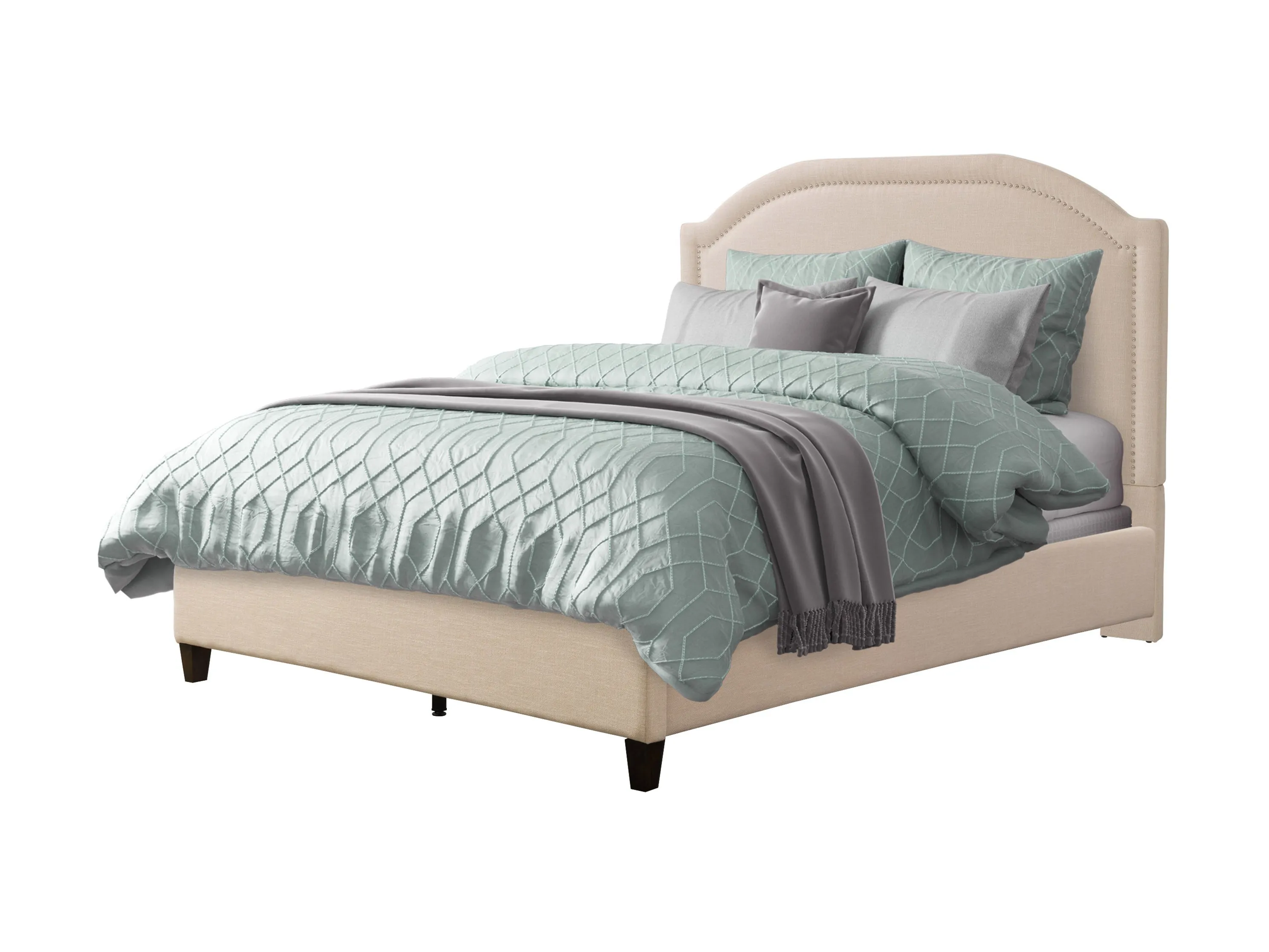 Cream Upholstered King Bed