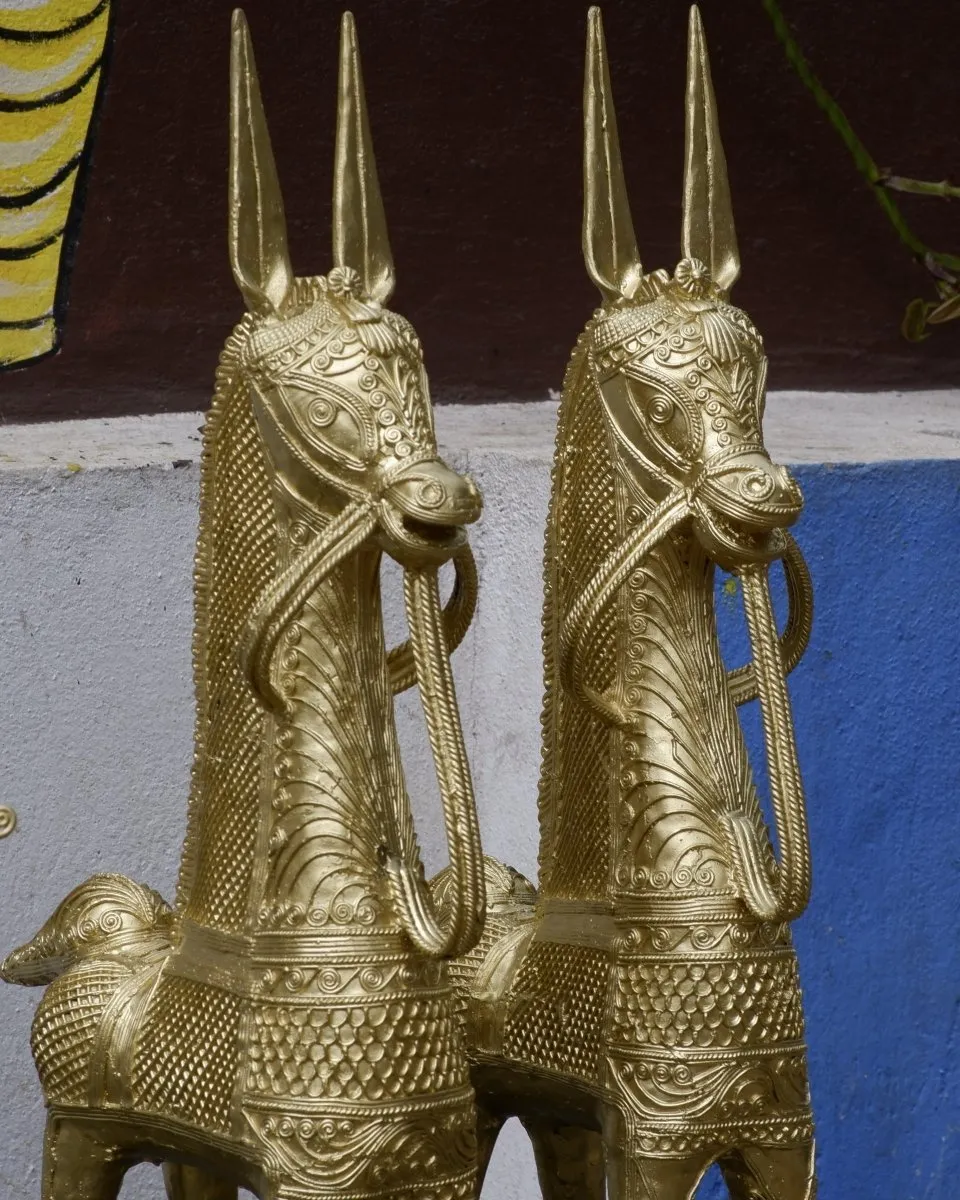 Dhokra Horses: Majestic Pair Tabletop Decor