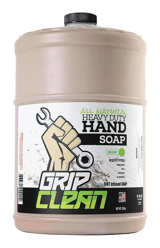 Grip Clean Hand Soaps Removes Automotive Grease, Oil, and Odors - All-Natural Lime Fragrance Soap - Highly Moisturizing Dirt-Infused Formula - Available in Multiple Sizes
