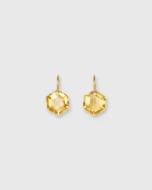 Hexagon Earrings in Citrine