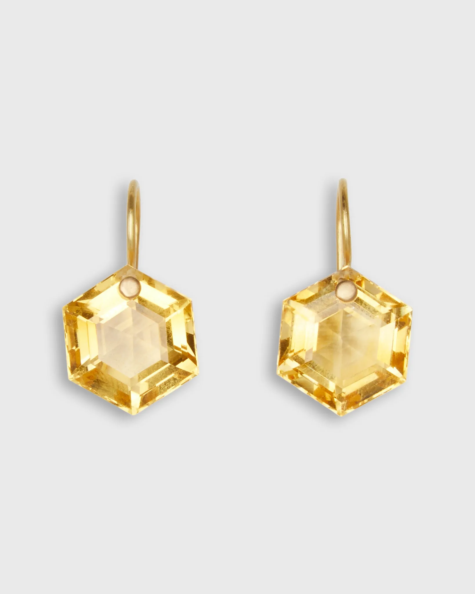 Hexagon Earrings in Citrine