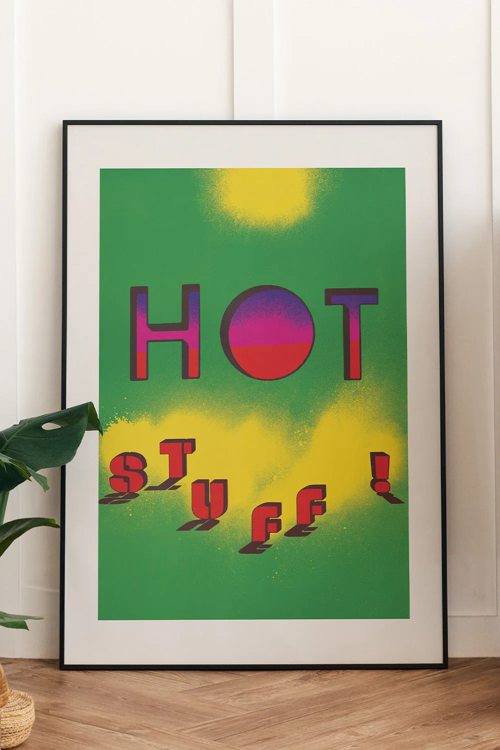 Hot Stuff! 80s Bold Green Graphic Art Print