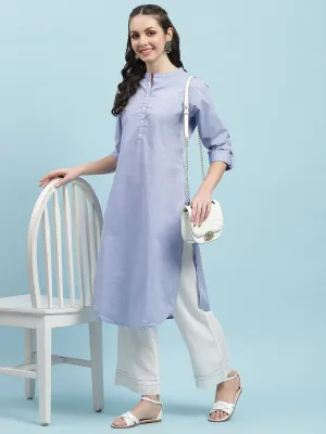 Indiessence Blue Solid Kurta