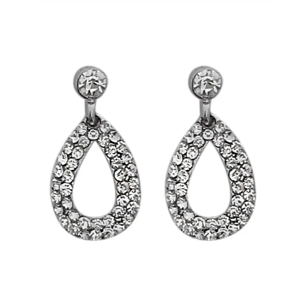 JewelMaze Austrian Stone Silver Plated Stud Earrings ( assorted design )