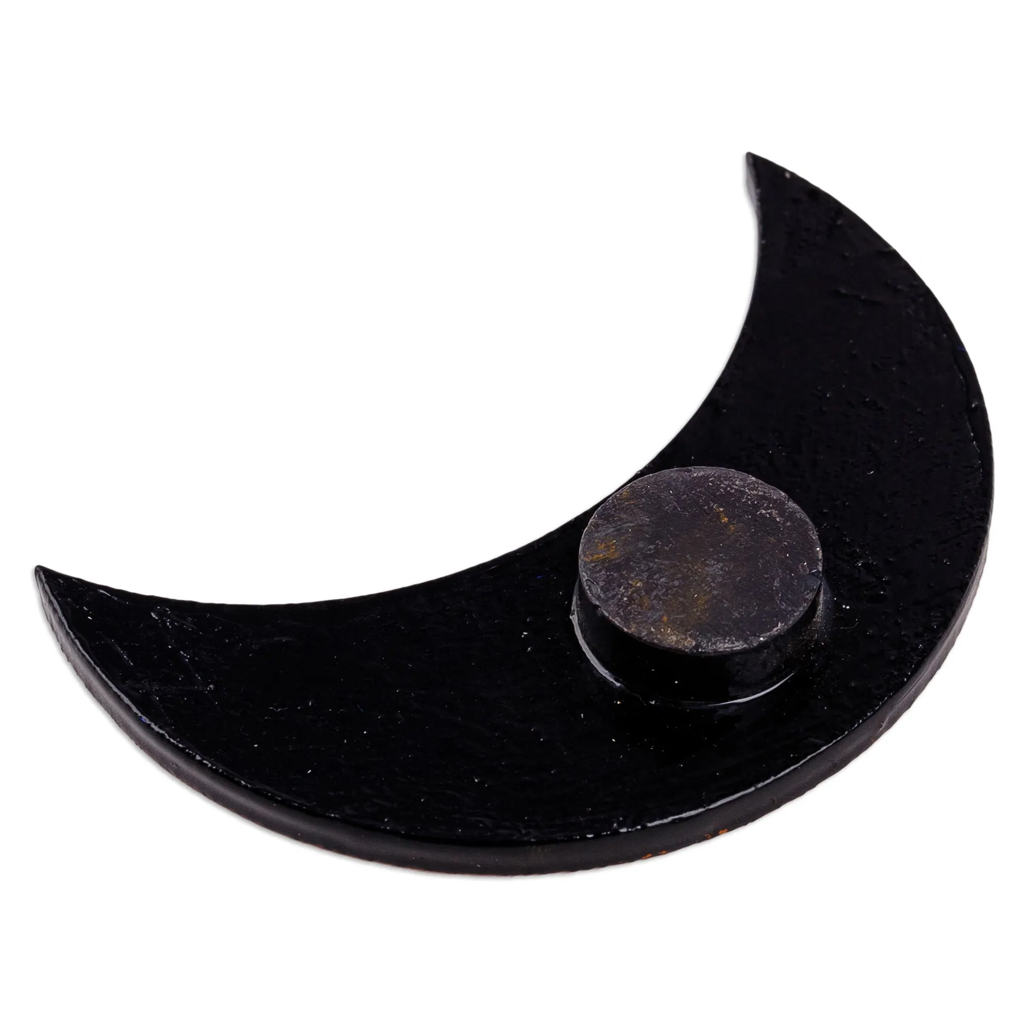 Lacquered Hand-Painted Papier Mache Crescent Moon Magnet - Spectacular Crescent | NOVICA