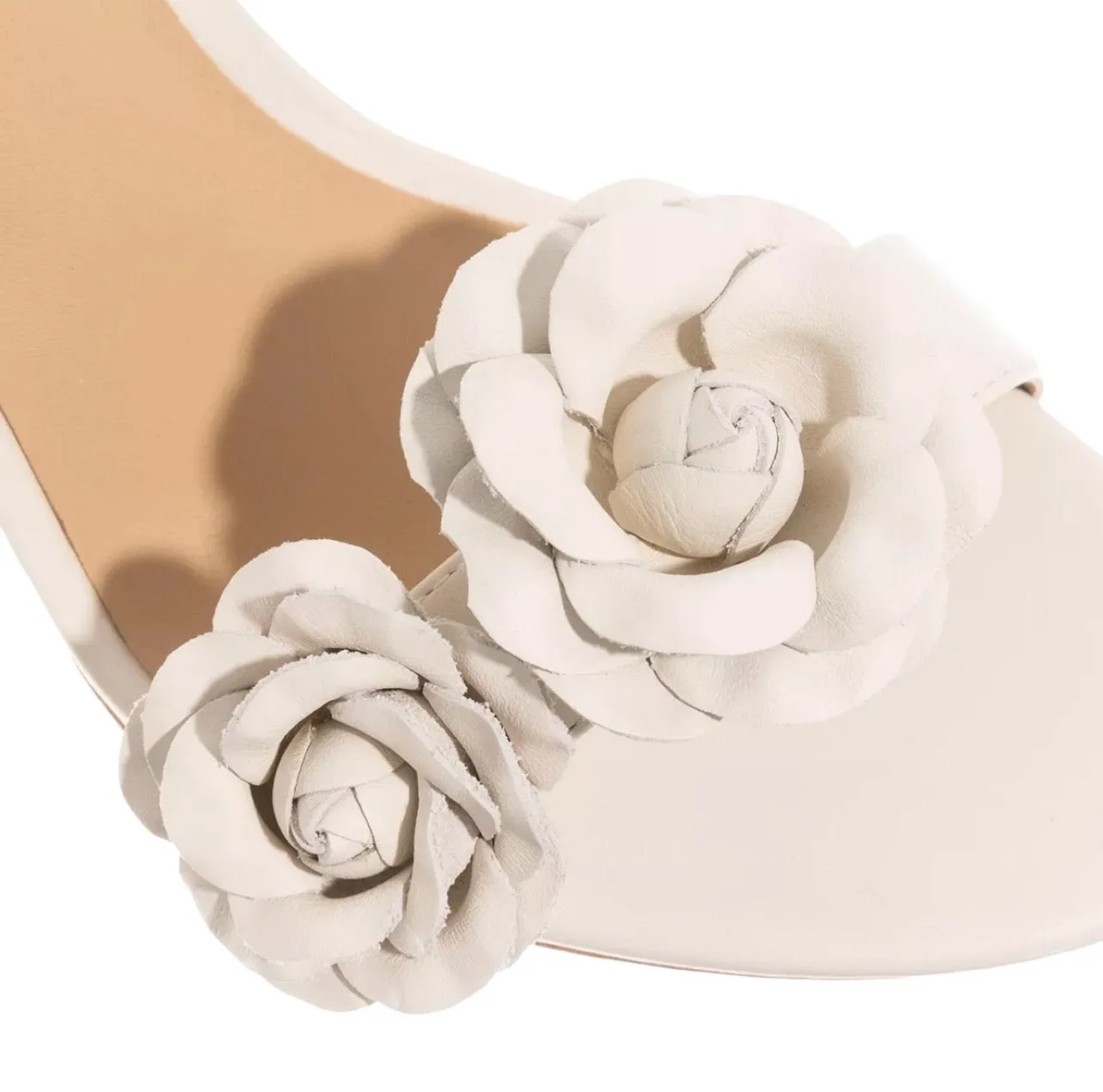 Lauren Ralph Lauren Allie Floral Leather Sandals 9B Soft White