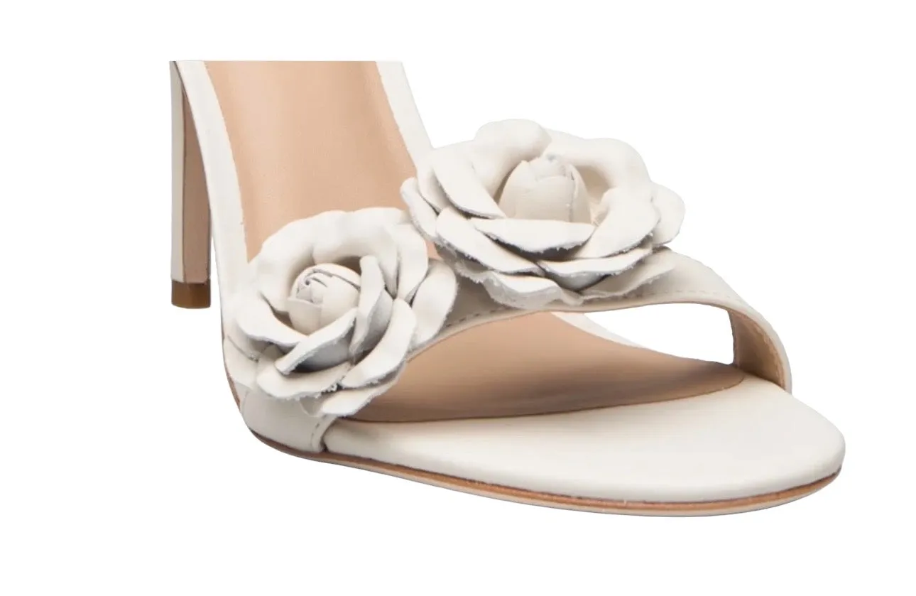 Lauren Ralph Lauren Allie Floral Leather Sandals 9B Soft White