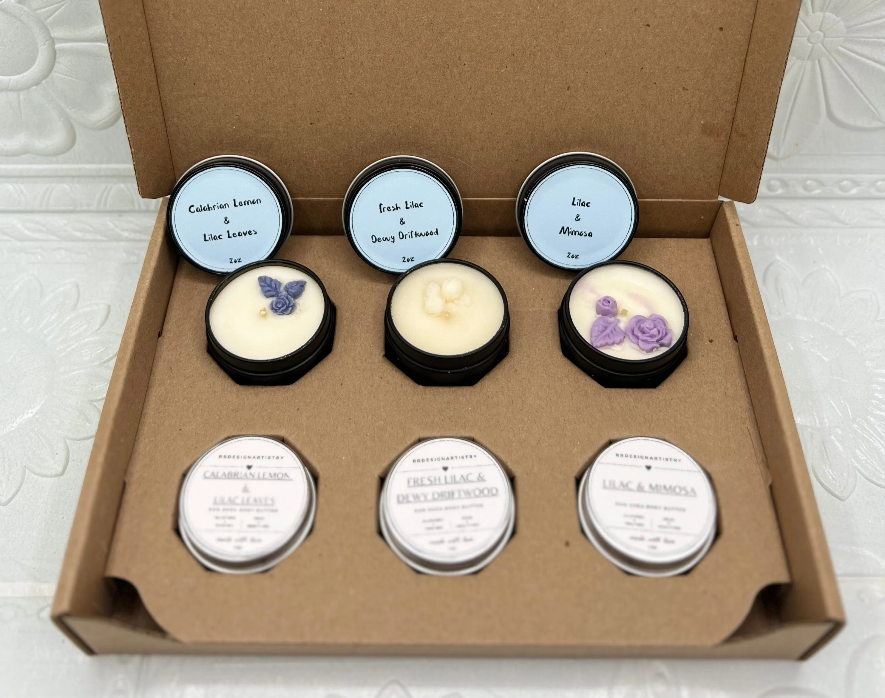 Lilac Lotion Sample Box Set - Lilac Candle Sample Box Set