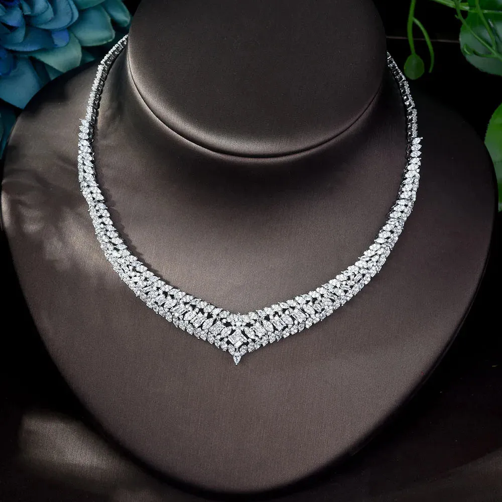Luxury Cubic Zirconia Necklace Earring Bracelet Set for Women
