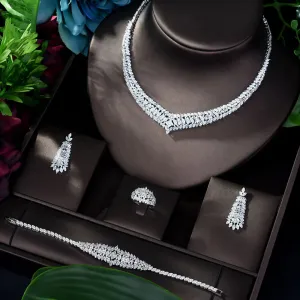 Luxury Cubic Zirconia Necklace Earring Bracelet Set for Women