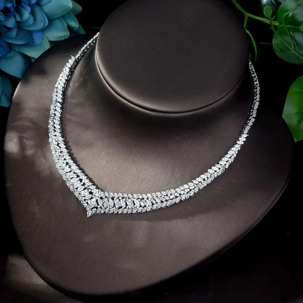 Luxury Cubic Zirconia Necklace Earring Bracelet Set for Women