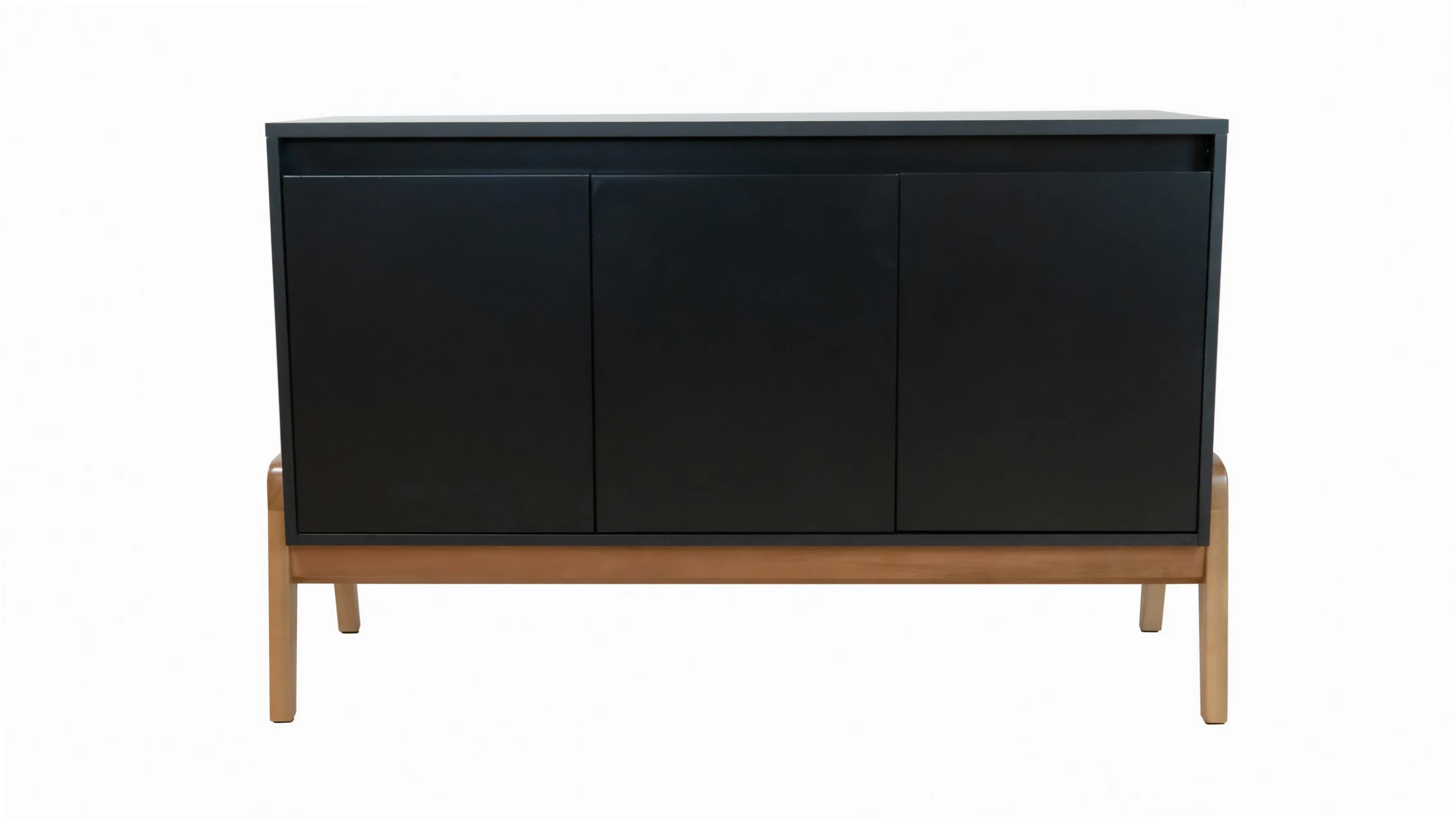 Manhattan Comfort Mid-Century Modern Gales 48.50 Sideboard with Solid Wood Legs in Matte Black