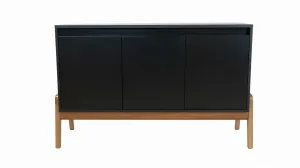 Manhattan Comfort Mid-Century Modern Gales 48.50 Sideboard with Solid Wood Legs in Matte Black