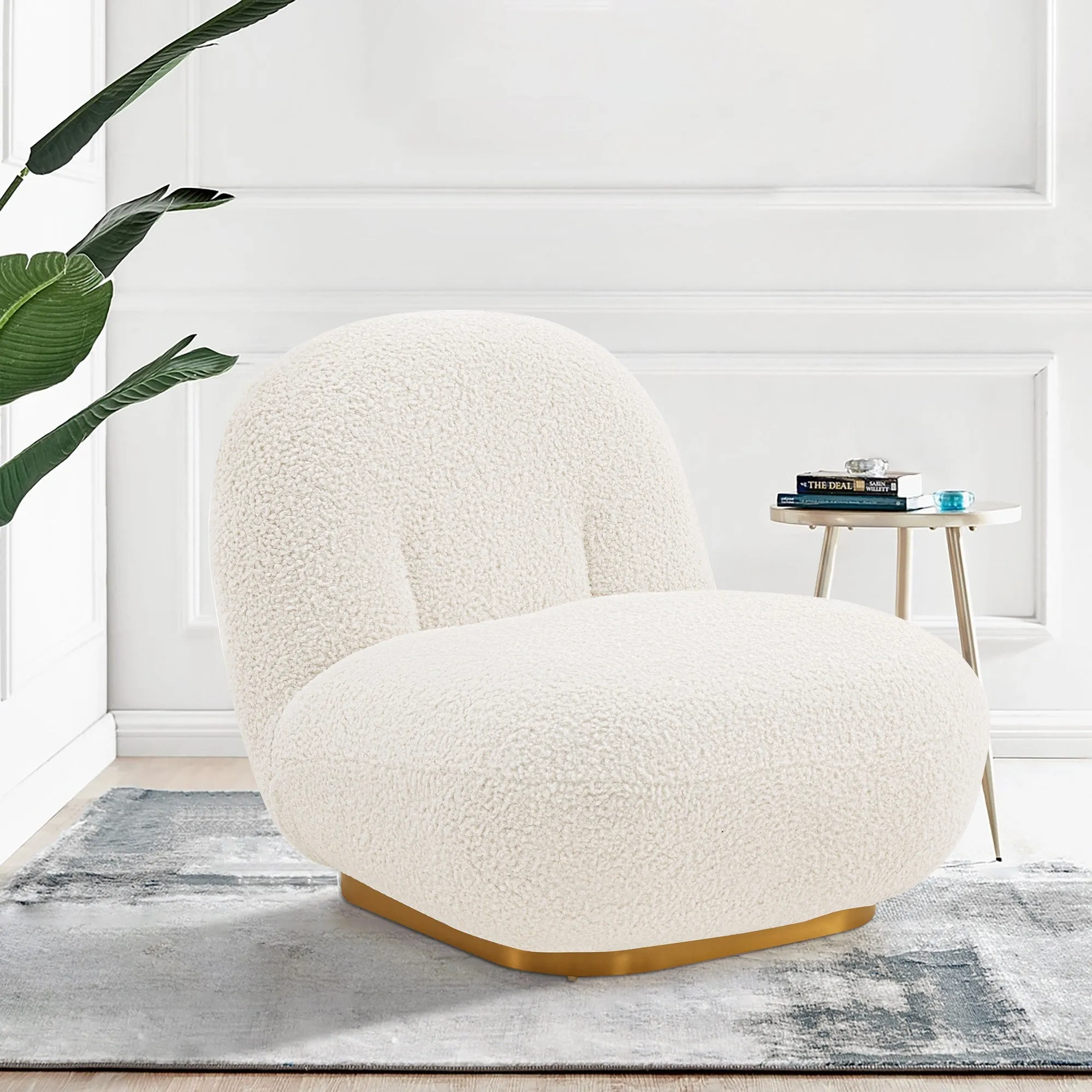 Manhattan Comfort Modern Edina Boucle Accent Chair in White