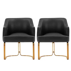 Manhattan Comfort Modern Edra Leatherette  Dining Armchair in Black - Set of 2