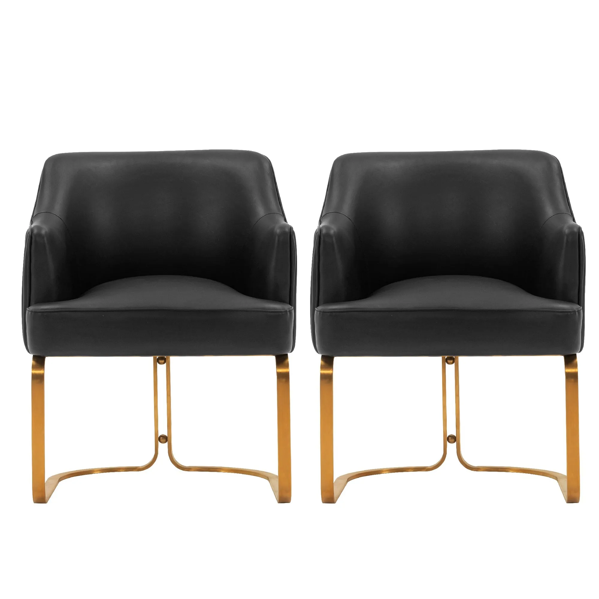 Manhattan Comfort Modern Edra Leatherette  Dining Armchair in Black - Set of 2