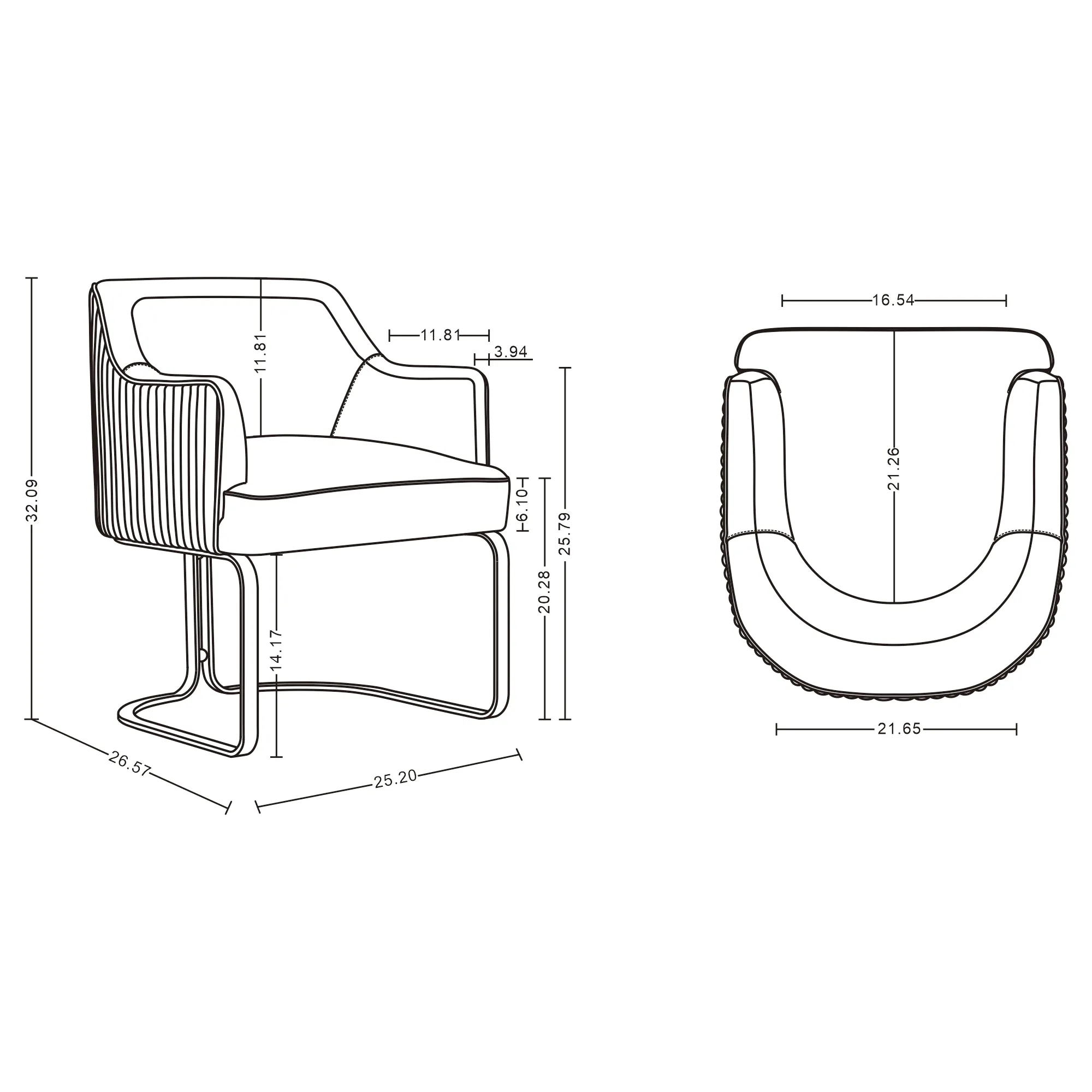 Manhattan Comfort Modern Edra Leatherette  Dining Armchair in Black - Set of 2