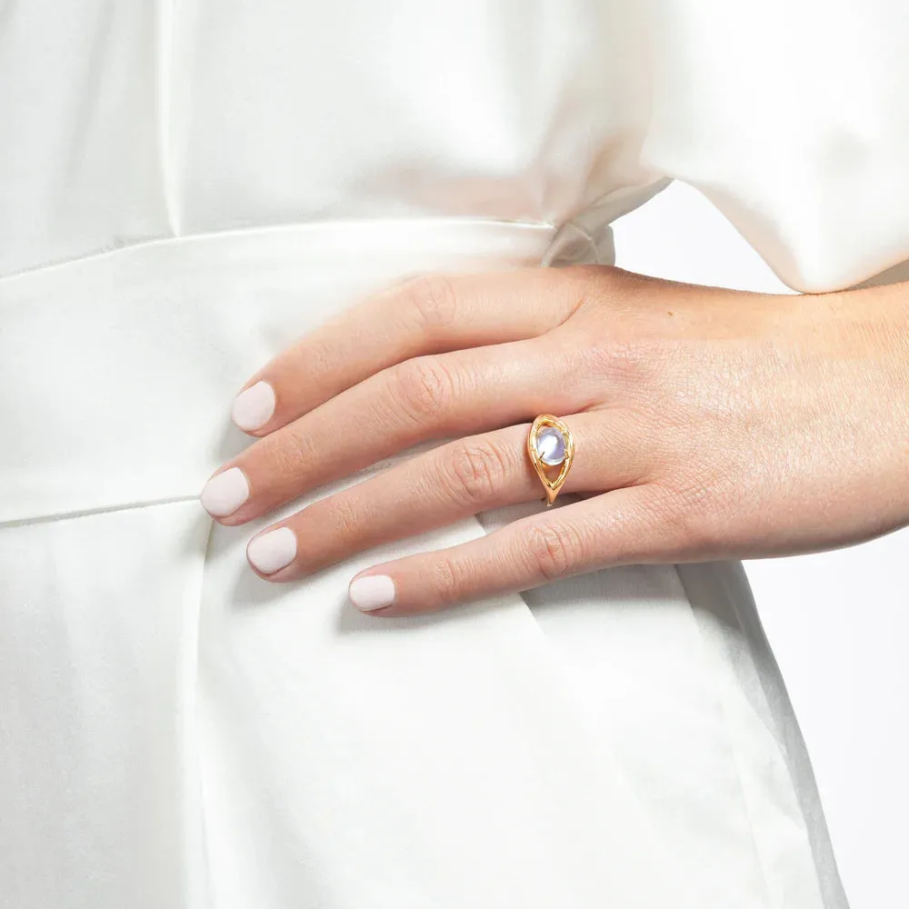 Mark Henry 18k Yellow Gold Evil Eye Moonstone Ring
