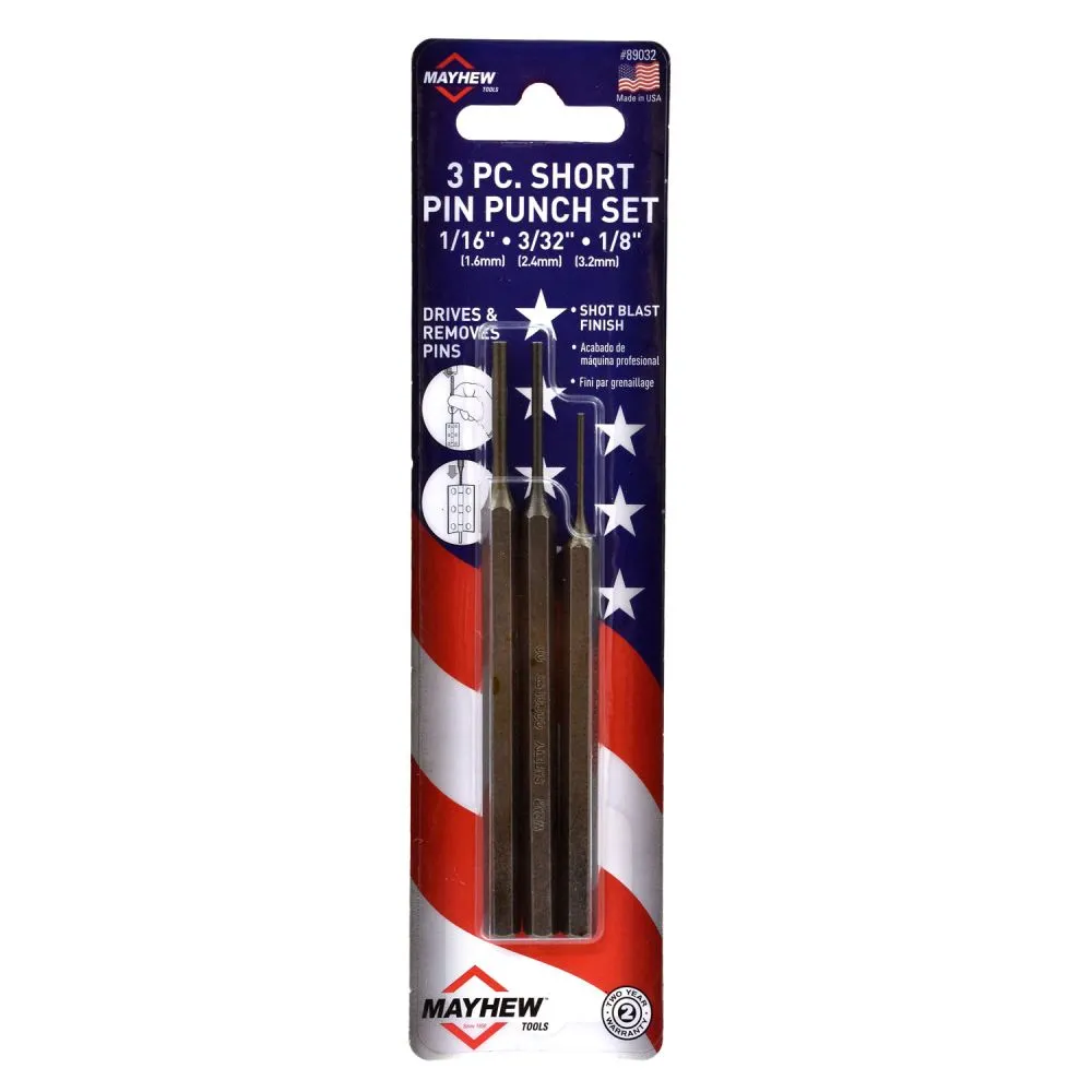 Mayhew Punch Sets - Short Pin Punch Set 10"