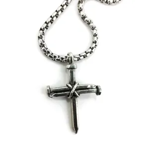 Nail Cross Necklace On Heavy Box Chain