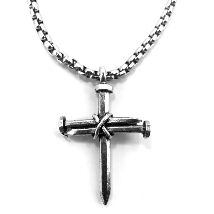 Nail Cross Necklace On Heavy Box Chain