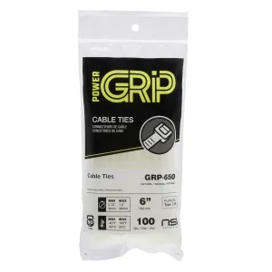 NSI PowerGRP 6”, Natural General Purpose 50lb Cable Ties, 100 Pack (6", Natural)