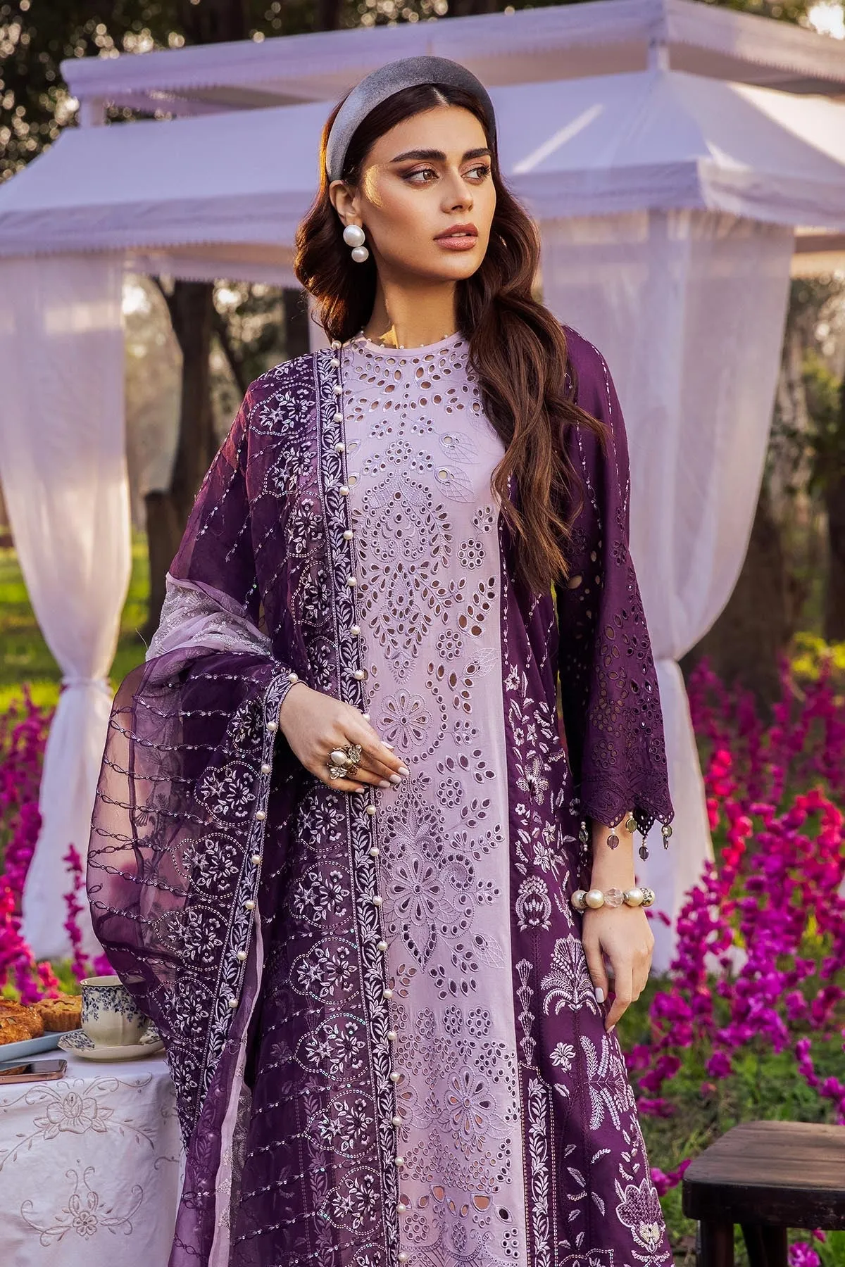 Nureh Exclusive Luxury Lawn Collection 2022 – MAUVE MELODY