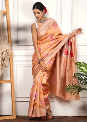 Peach Blossom Elegance Silk Saree