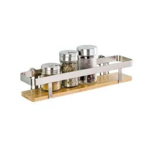Premium Wall Mounted Spice Rack Bamboo & Steel