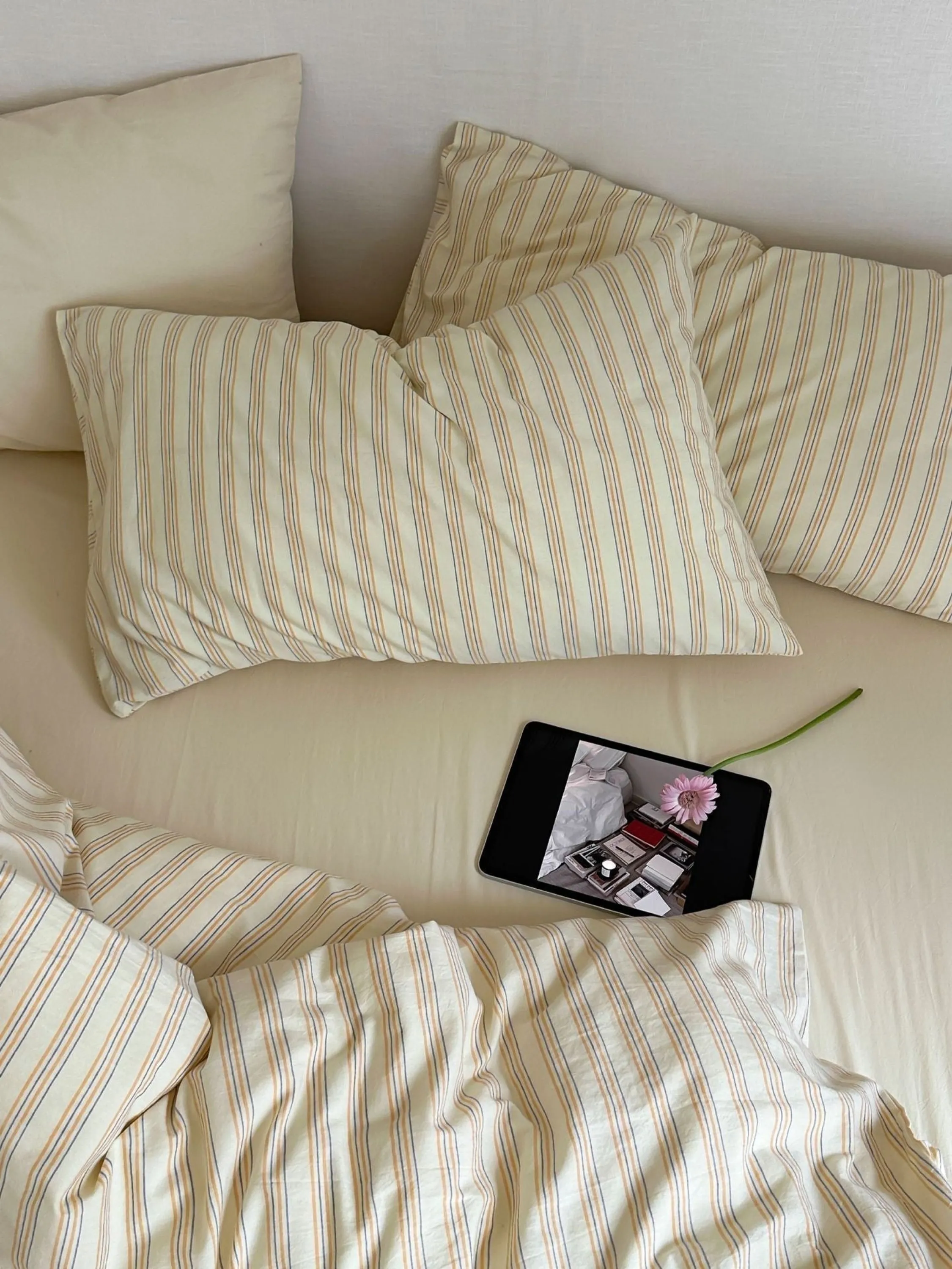 Refreshing Stripe Duvet Cover / Yellow