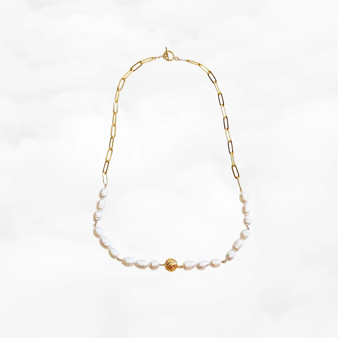 The Cloud Baroque Pearl and Chain Necklace