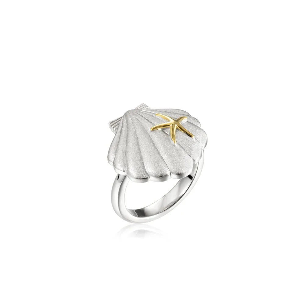 Two-Tone Sea Breeze Shell Bangle & Ring Set