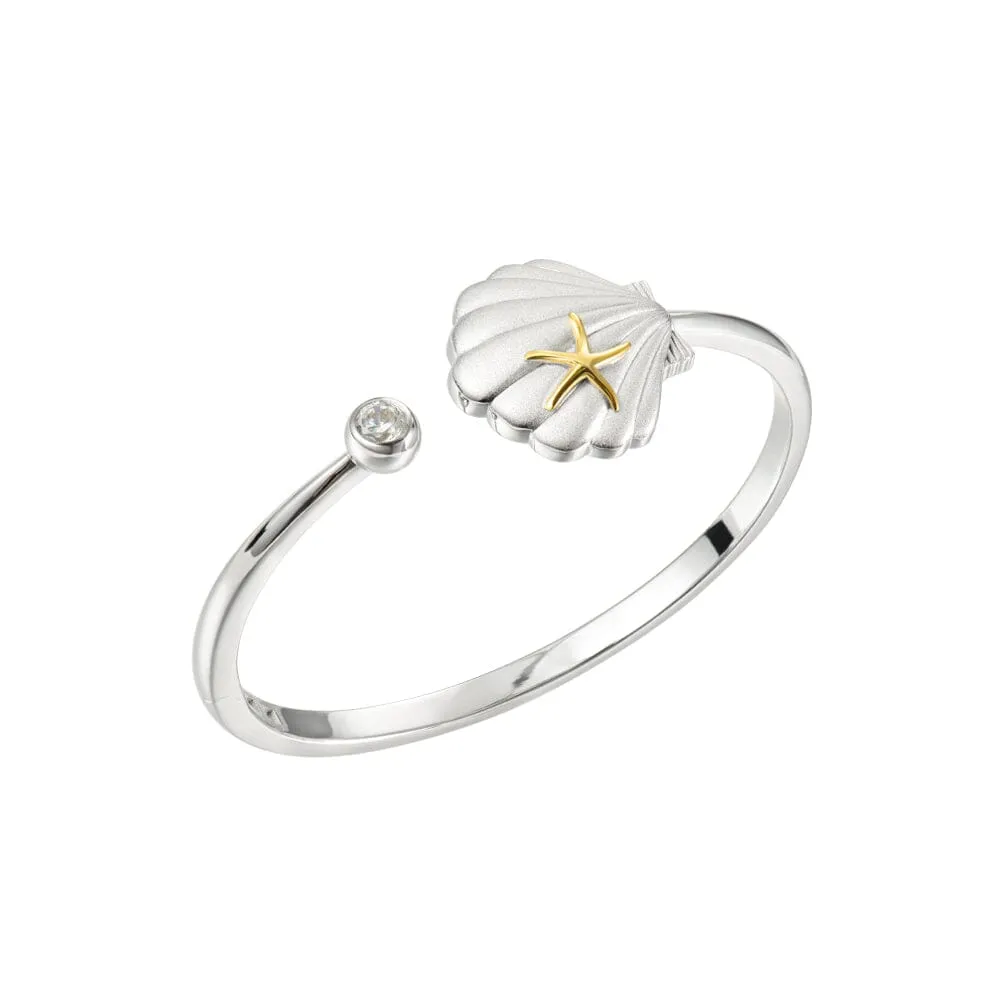 Two-Tone Sea Breeze Shell Bangle & Ring Set