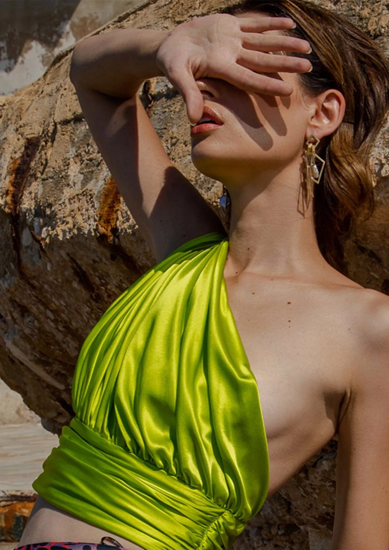 Venus Asymmetrical Silk Crop Top