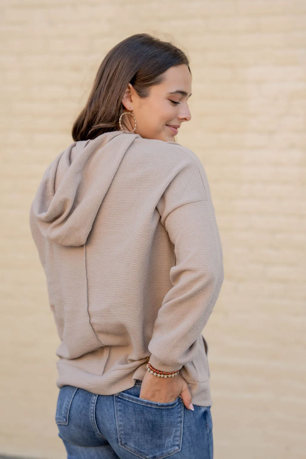Woven Textured Mid Seam Hoodie