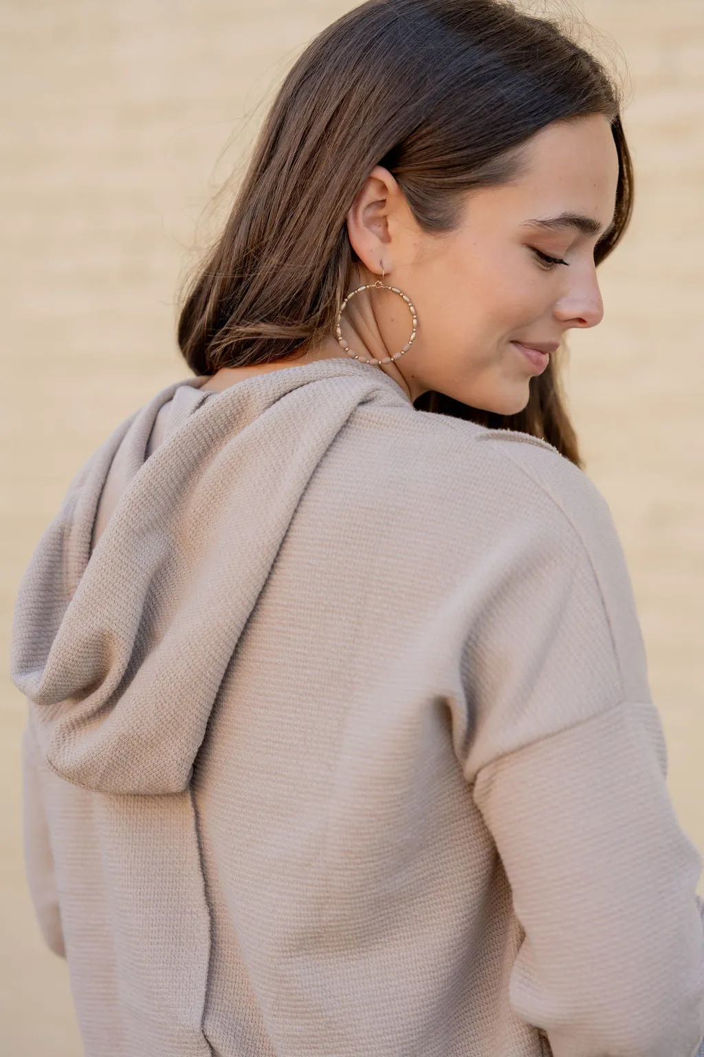 Woven Textured Mid Seam Hoodie