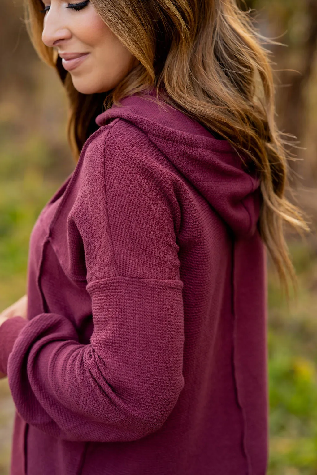 Woven Textured Mid Seam Hoodie